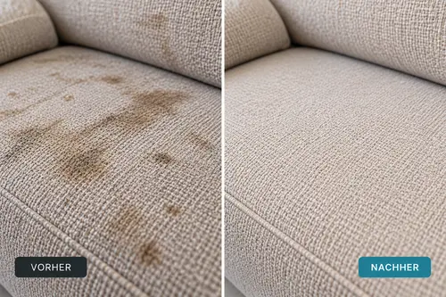 Sofa vor und nach der Polsterreinigung in Wien